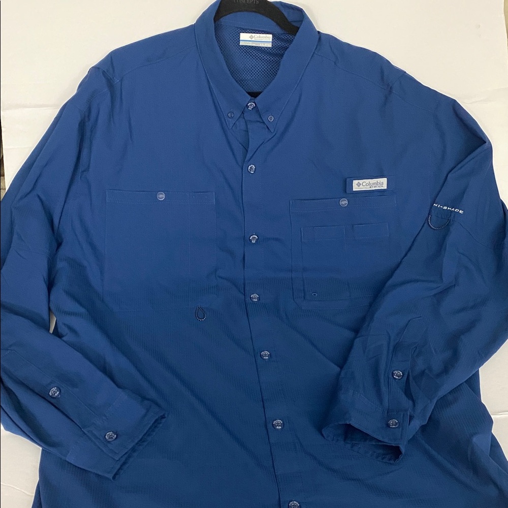 Columbia PFG Performance Fishing Gear Blue Long Sleeve Shirt - Picture 3 of 10